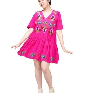 ASOS Women’s Pink Embroidered Boho Dress Size 10 US (14 UK, 42 EU)